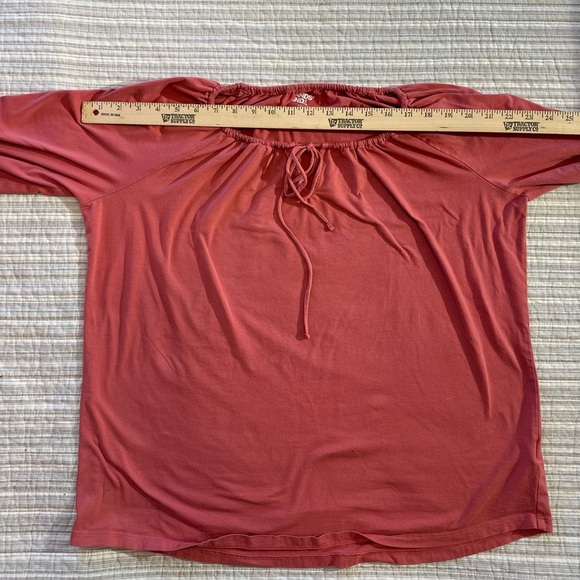 Lands' End Pink 3/4 Sleeve Tie Front Blouse, Size L - Picture 7 of 9